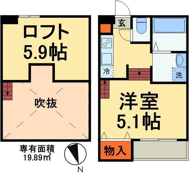 グランスイート(ワンルーム/2階)の間取り写真