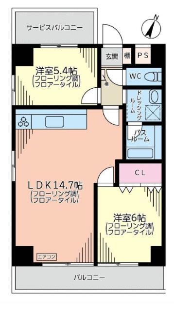 バイムフルス白金I(3DK/4階)の間取り写真