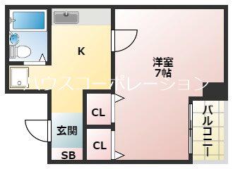 ヴィラージュ塚口(1K/1階)の間取り写真