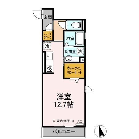 プラセル寺島(ワンルーム/2階)の間取り写真