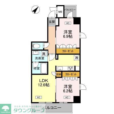 エマリーグレース(2LDK/3階)の間取り写真