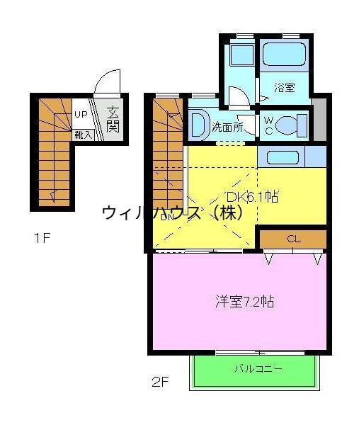 フリーダム(1DK/2階)の間取り写真