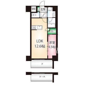 カメリア丸の内(1LDK/8階)の間取り写真