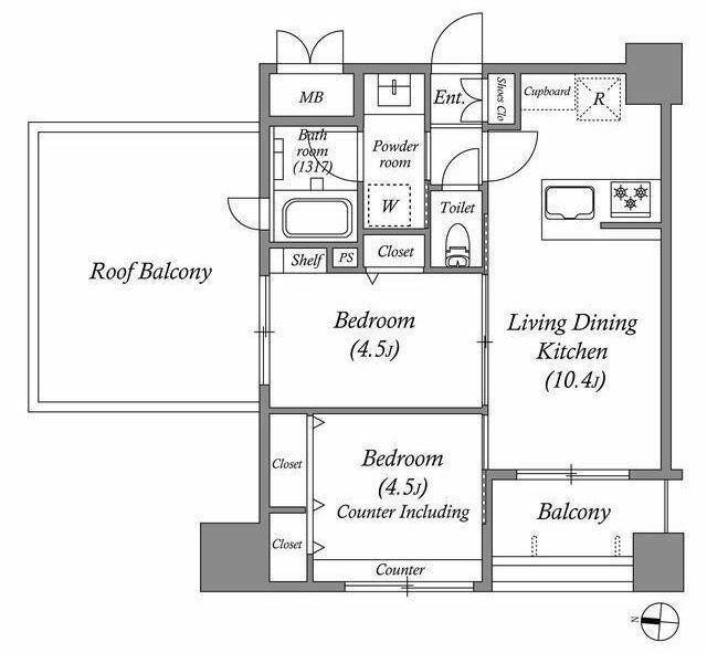 ACP RESIDENCE 中野新橋(2LDK/9階)の間取り写真