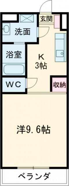 セントリバーヒルズひばりケ丘I(1K/2階)の間取り写真