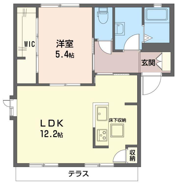 エーデルハイムB 積水ハウスP1台付(1LDK/1階)の間取り写真
