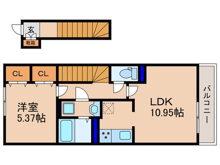 ANDANTE KOTOBUKI(1LDK/2階)の間取り写真