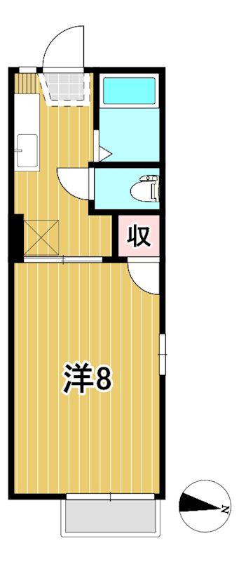 ポートピアI(1K/2階)の間取り写真