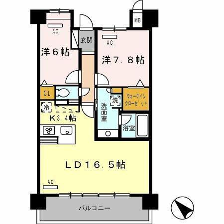 ロイヤルパークス豊洲(2LDK/6階)の間取り写真