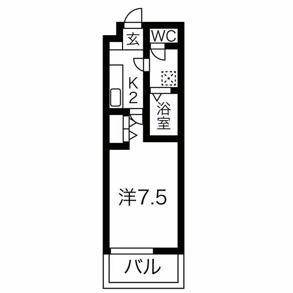 ルシエル吹上(1K/1階)の間取り写真