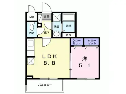 ベラシティ(1LDK/3階)の間取り写真