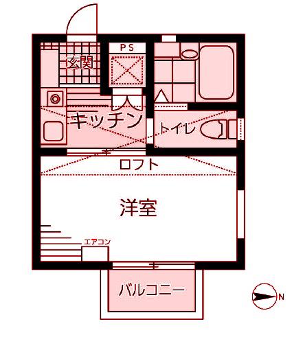 クレールⅠ(1K/2階)の間取り写真
