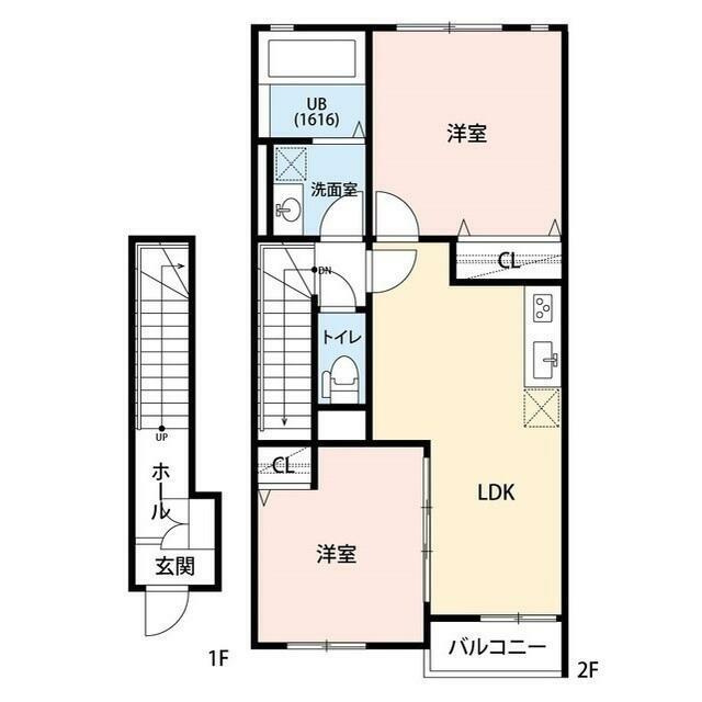 アムール 美咲(2LDK/2階)の間取り写真
