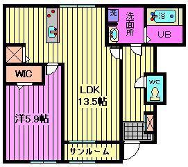 グラン ヴェール(1LDK/1階)の間取り写真