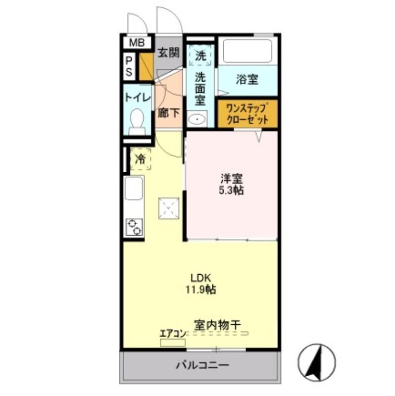 サンボナール北入曽(1LDK/1階)の間取り写真