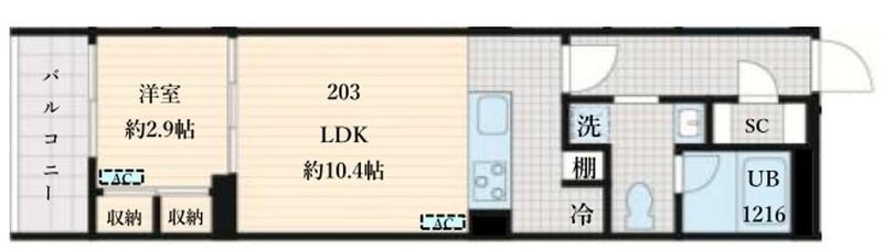 FULLEA島津山(1LDK/B1階)の間取り写真