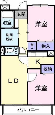 アルカンシェル(2LDK/3階)の間取り写真
