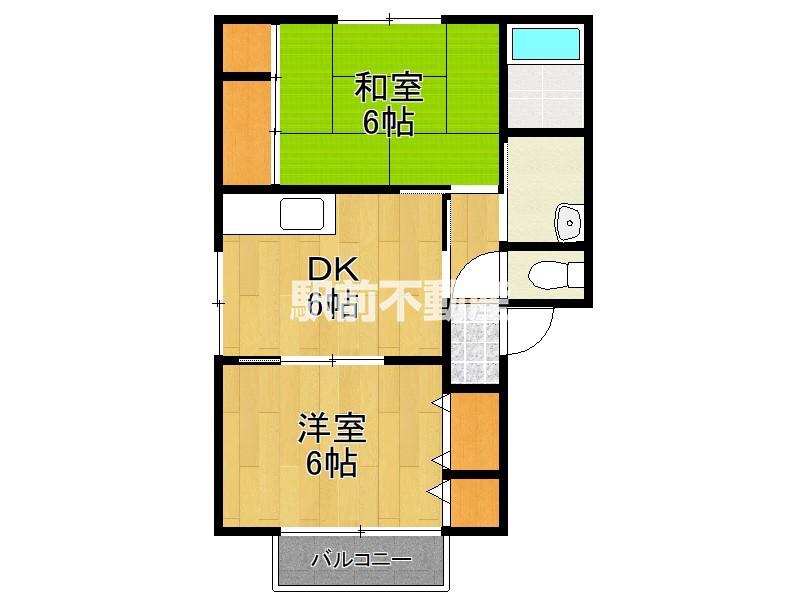 クレオコーポI(2DK/2階)の間取り写真