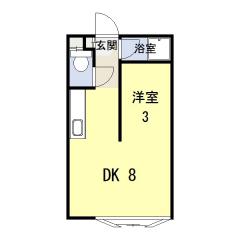 スカイパレス(1DK/1階)の間取り写真