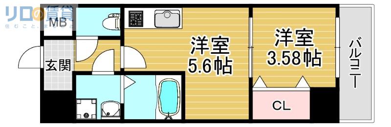 SERIE東淀川(1DK/4階)の間取り写真