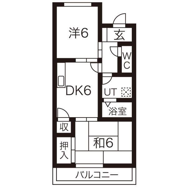 メイプルタウンII(2DK/2階)の間取り写真