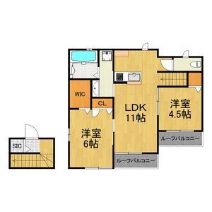 シャンドフルール E棟(2LDK/2階)の間取り写真