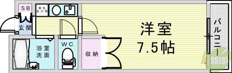モアクレスト(1K/1階)の間取り写真