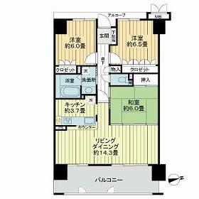 サーパス武町(3LDK/8階)の間取り写真