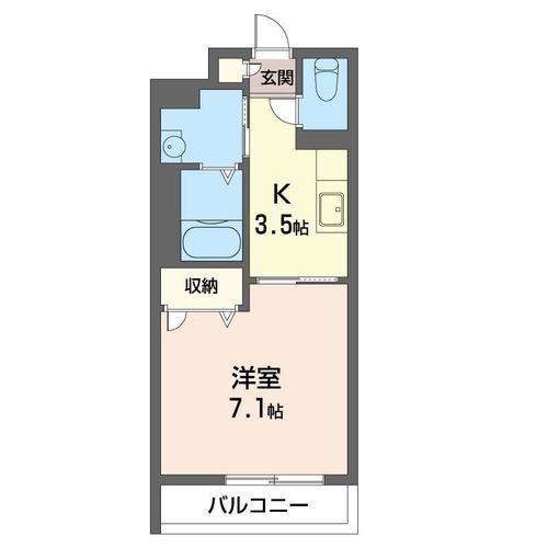 ノールヴィラージュ平塚(1K/1階)の間取り写真