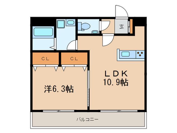 シュエット上野毛(1LDK/1階)の間取り写真