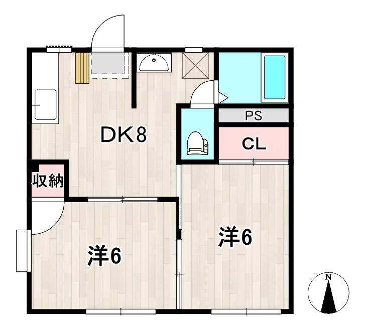 メゾンプレミール(2DK/1階)の間取り写真