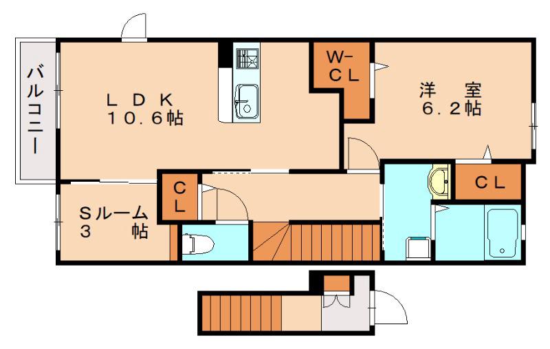 レディ・バグII(1LDK/2階)の間取り写真