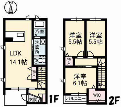 ブランシェ佐藤 3棟(3LDK/1階)の間取り写真