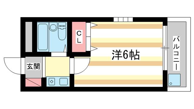 シティパレス21西大寺PART1(1K/2階)の間取り写真