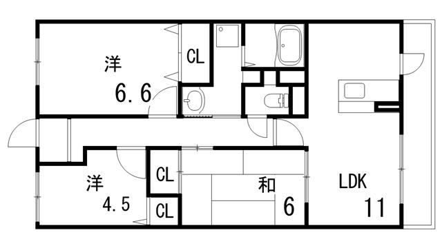 フォルテ夙川(3LDK/2階)の間取り写真