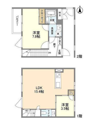 RA-ASHIYA(2LDK/2階)の間取り写真