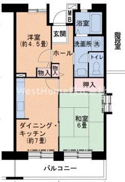 アーベイン東三国(2DK/6階)の間取り写真