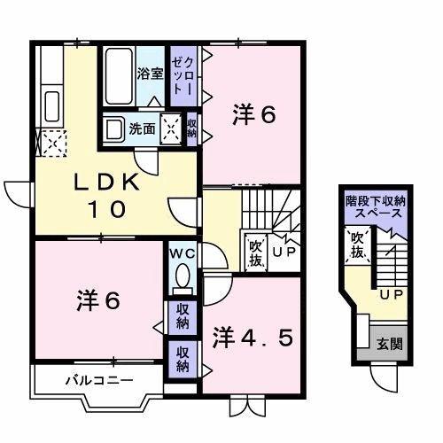 アメニティ長戸1(3LDK/2階)の間取り写真