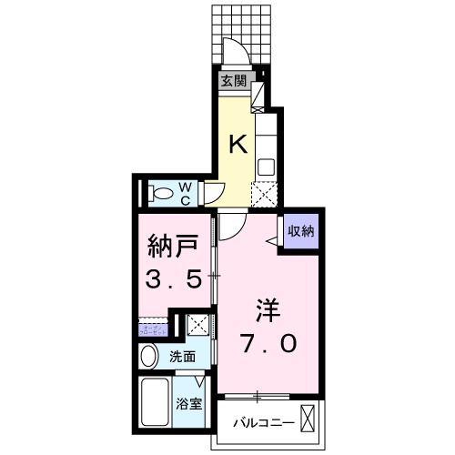 テオーリア小川I(1SK/1階)の間取り写真