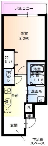 フジパレス住吉山之内III番館(1K/2階)の間取り写真