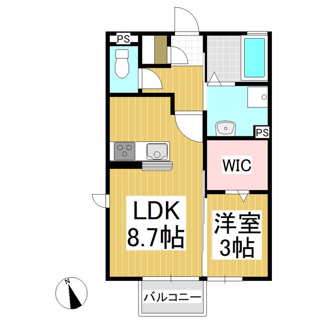 ローランド(1LDK/2階)の間取り写真