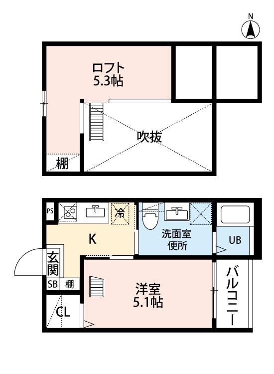 ヴィレッタ大正町(1K/1階)の間取り写真