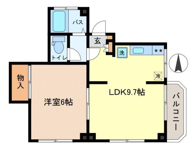 メリディアンV(1LDK/2階)の間取り写真