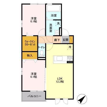 アルシオネ(2LDK/2階)の間取り写真