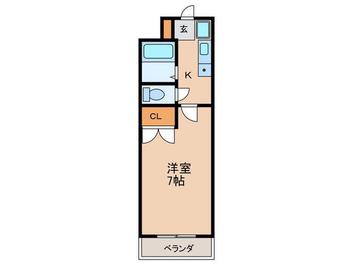 スライビング藤崎(1K/7階)の間取り写真