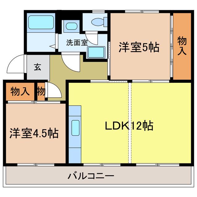ヴィラナリー千代田 10号棟(2LDK/5階)の間取り写真
