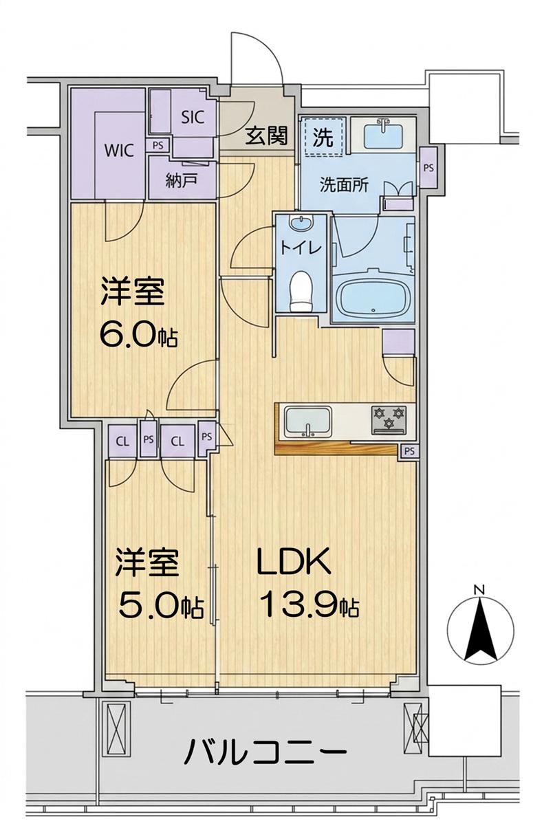 グランドシティタワー月島(2LDK/6階)の間取り写真