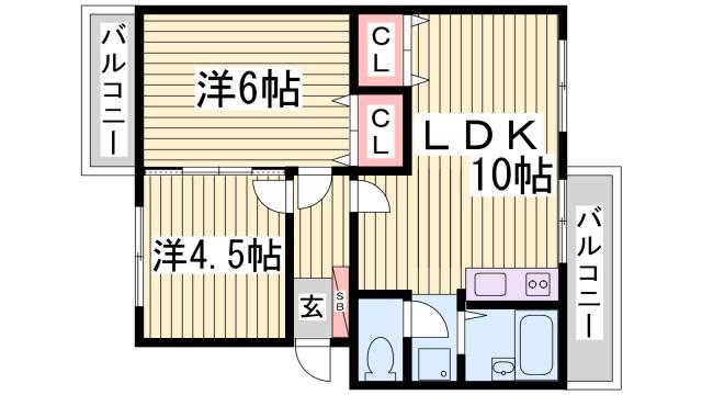 ガーデン北六甲(2LDK/2階)の間取り写真