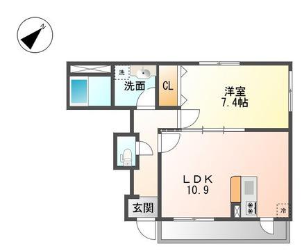 ファインビューヒルズII(1LDK/1階)の間取り写真