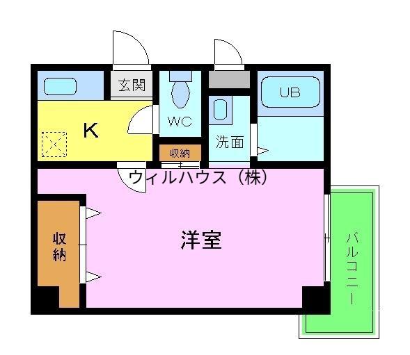プレジオカーサⅡ(1K/3階)の間取り写真